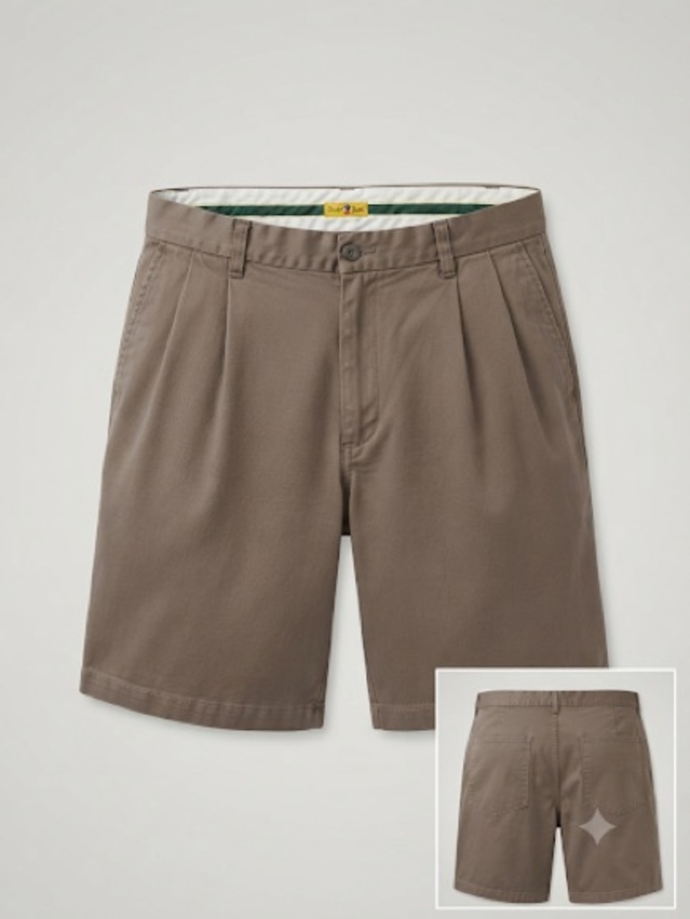 Vintage duck head Men's Pleated Chino Shorts in Taupe